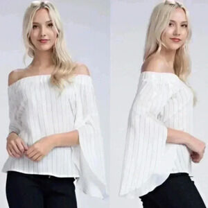 White Off The Top with Pinstripes and Bell Sleeves